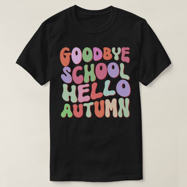 Goodbye Summer Welcome Herbst Maple Flamingo Leaf T-Shirt (Design vorne)