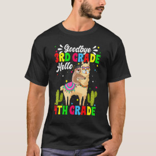 Goodbye Third Grade Hello 4th Grade Llama Sloth Gr T-Shirt