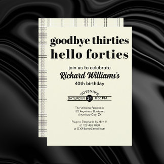 Goodbye Thirtis Hello Forties Modern 40th Birthday Einladung