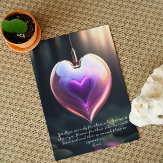 Goodbyes Rumi Quote Glass Heart Grußkarte Karte