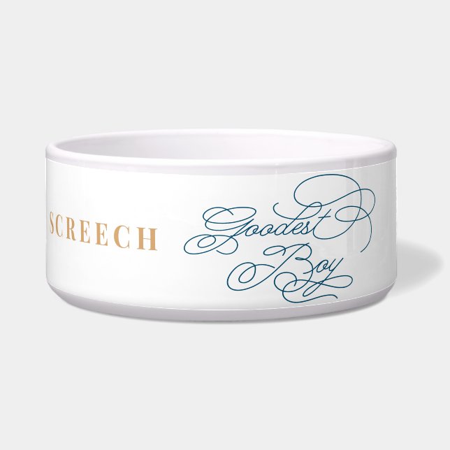 Goodest Boy Funny Classy Elegant White Blue Dog Napf (Vorderseite)