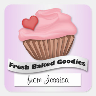 Goodies fraîches cuites Stickers Cupcake rose et v