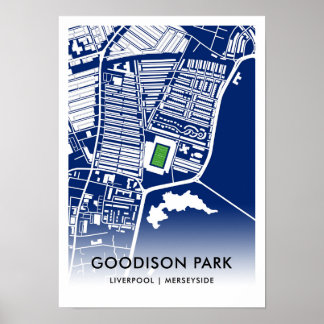 Goodison Park Stadium Map - Zuhause des Everton FC Poster