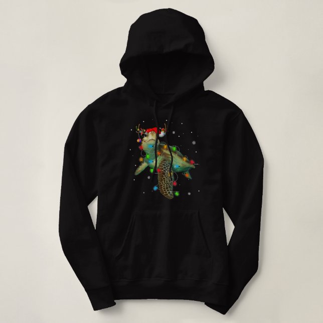 Goodness Astutif Meeresschildkröte Weihnachtslicht Hoodie (Design vorne)