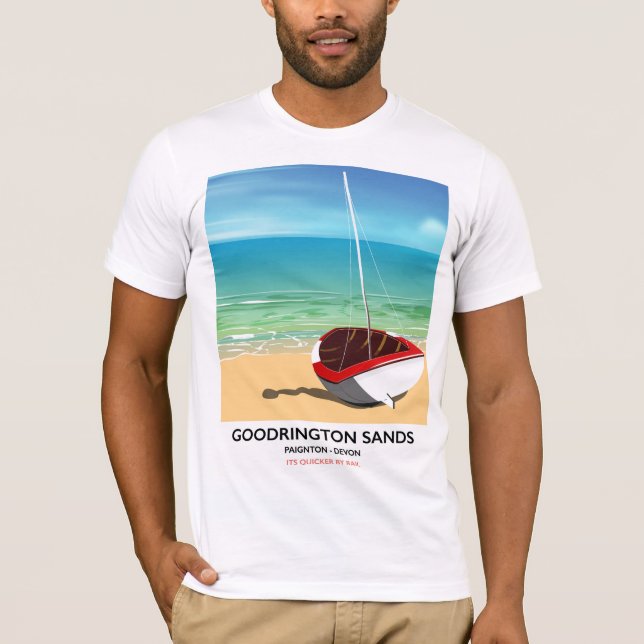 Goodrington Sands Devon Vintage Reiseplakat T-Shirt (Vorderseite)