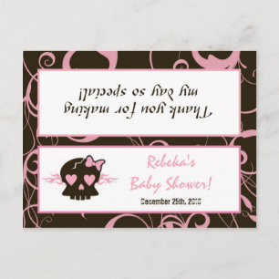 Goody Bag Topper Girly Girly Pink Punk Skull Einladungspostkarte