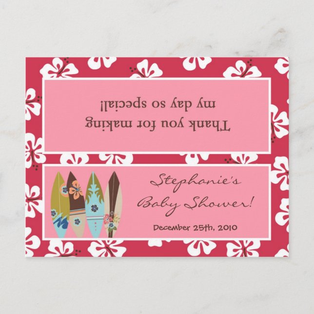 Goody Bag Topper Pink Hawaiian Luau Tropical Einladungspostkarte (Vorderseite)