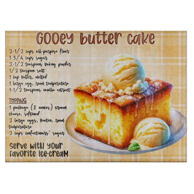 Gooey Butter Cake Rezept Schneidebrett (Vorderseite)