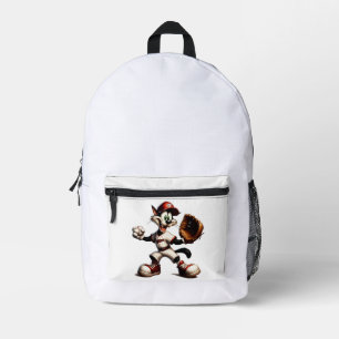 Goofy Cat Baseball Pitcher bricht auf Bedruckter Rucksack
