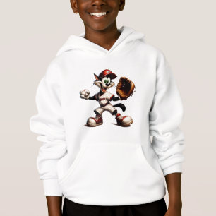Goofy Cat Baseball Pitcher bricht auf Hoodie