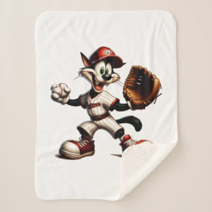 Goofy Cat Baseball Pitcher bricht auf Sherpadecke