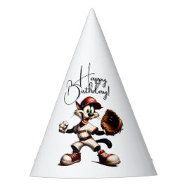 Goofy Cat Baseball Pitcher macht Geburtstag glückl Partyhütchen