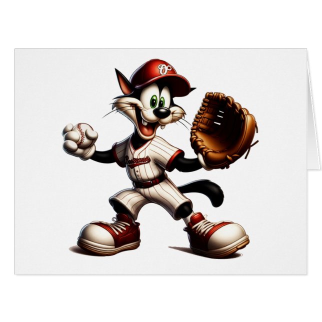 Goofy Cat Baseball Pitcher Monte (Devant horizontal)