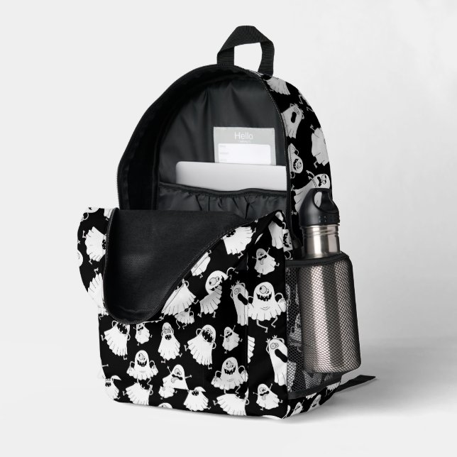 Goofy Ghosts Backpack Bedruckter Rucksack (Rückseitige Ecke links (Offen) )
