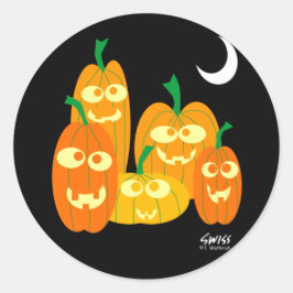 Goofy Grinning Halloween Pumpkins Umschlag Aufkleb Runder Aufkleber