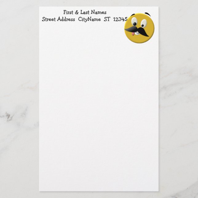 Goofy Happy Face mit Mustache Briefpapier (Vorderseite)