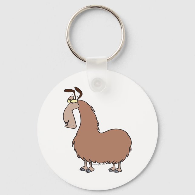 Goofy-Lama-Cartoon Schlüsselanhänger (Vorderseite)