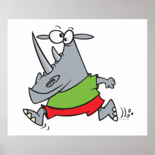 Goofy Laufjogger Rhino Cartoon Poster