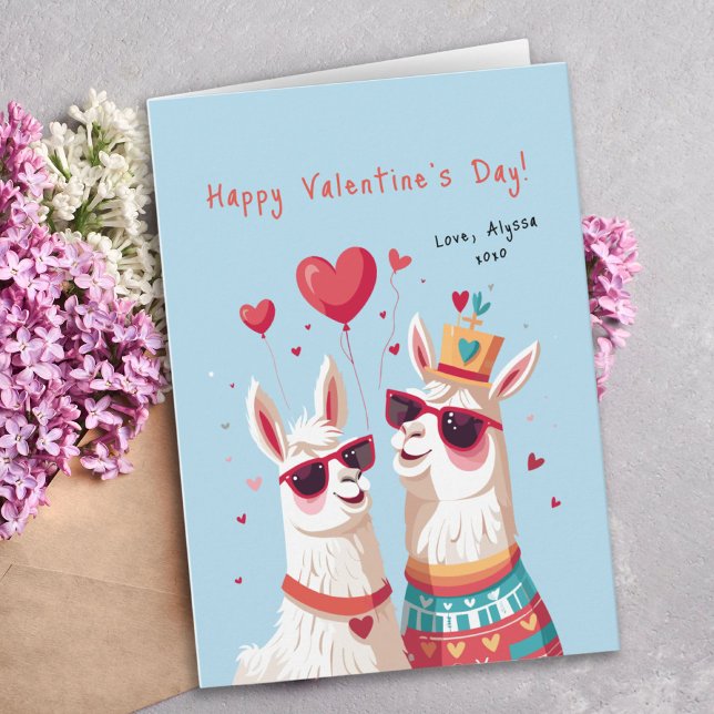 Goofy Llama Pun Couple Funny Valentine's Day Card Karte (Goofy Llama Pun Couple Funny Valentine's Day Card)