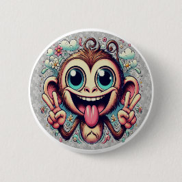 Goofy Peace Monkey Button