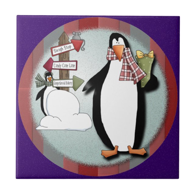 Goofy Penguins Tile Trivet Fliese (Vorderseite)