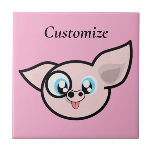 Goofy Pig lächelnd Thunder_Cove Fliese (Vorderseite)