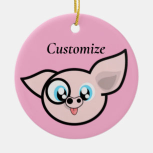 Goofy Pig lächelnd Thunder_Cove Keramik Ornament