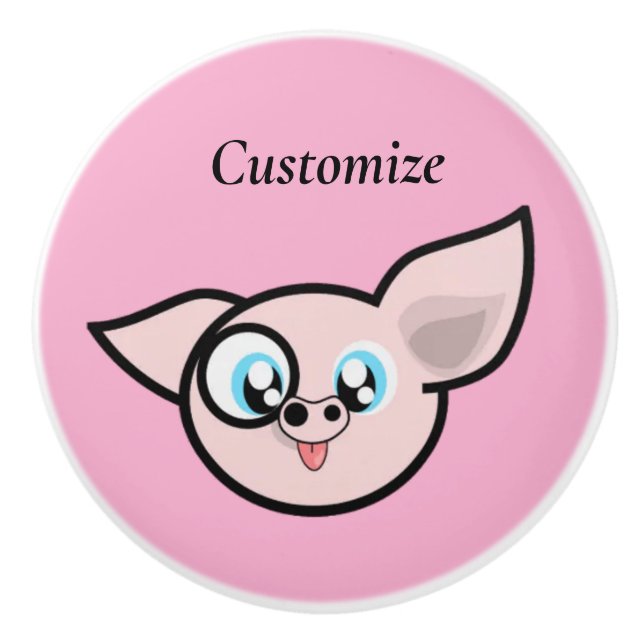 Goofy Pig lächelnd Thunder_Cove Keramikknauf (Vorderseite)