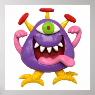 Goofy Purple Monster Baby Shower Kinderzimmer Poster