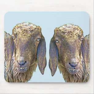 Goofy Sheep Face Farm Animal Twins Art Mousepad