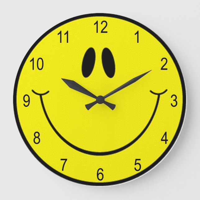 Goofy Smile Face Large Clock Große Wanduhr (Vorderseite)