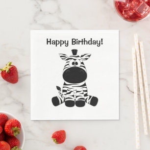 Goofy Zebra Happy Birthday Serviette