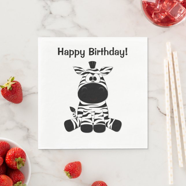 Goofy Zebra Happy Birthday Serviette (Beispiel)