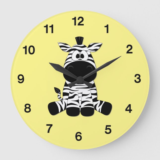 Goofy Zebra Yellow Große Wanduhr (Vorderseite)