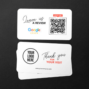 Google Bewerte uns QR Code Geschäft Danke Visitenkarte