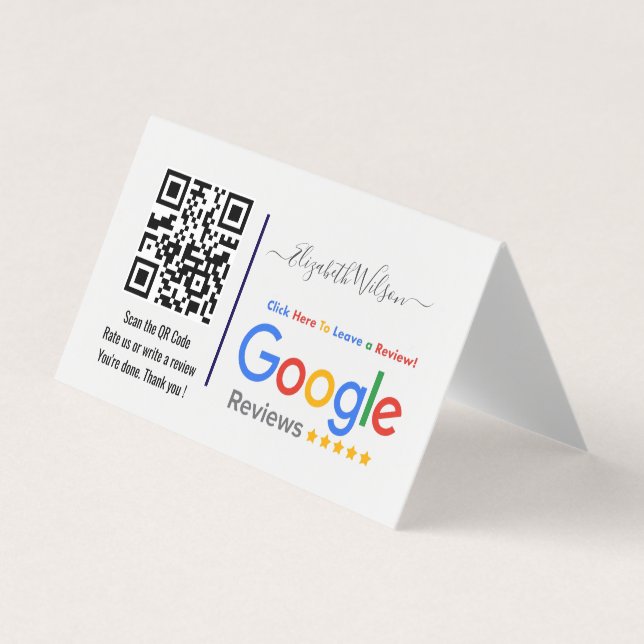 Google-Bewertung mit QR-Code-Link  Visitenkarten (Vorderseite)