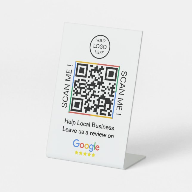Google-Bewertungen | Business Feedback QR Code Ped Sockelschild (Vorderseite)