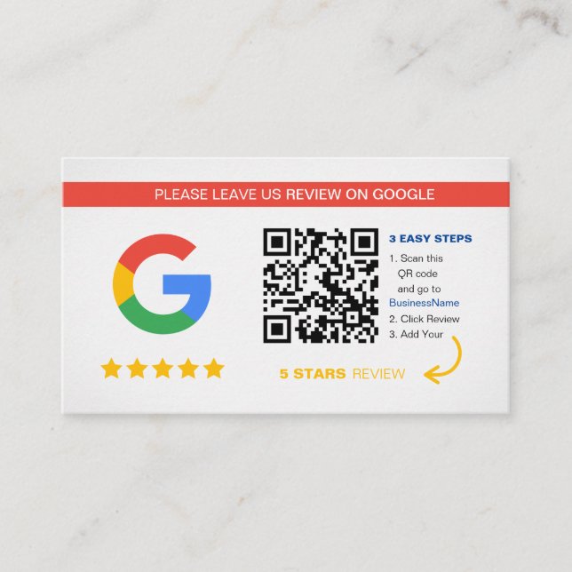 Google-Bewertungen | Business QR Code Vielen Dank Visitenkarte (Vorderseite)