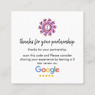 Google-Bewertungen   Business Review Link QR Code  Quadratische Visitenkarte