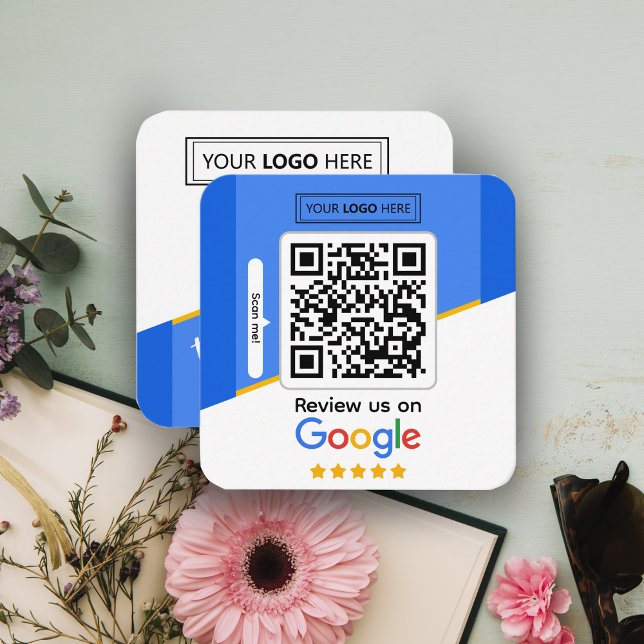 Google-Bewertungen | Business Review Link QR Code Quadratische Visitenkarte (review us )
