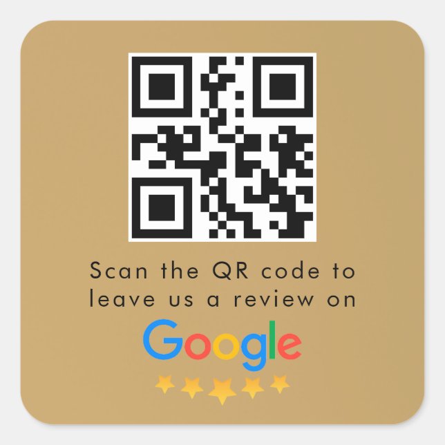 Google-Bewertungen | Business Review Link QR Code Quadratischer Aufkleber (Vorderseite)