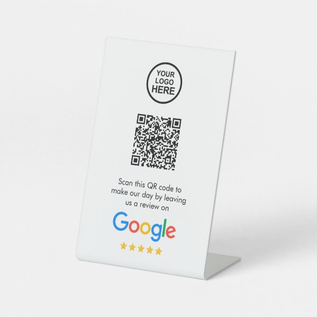 Google-Bewertungen | Business Review Link QR Code Sockelschild (Vorderseite)