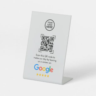 Google-Bewertungen Business Review Link QR Code Sockelschild