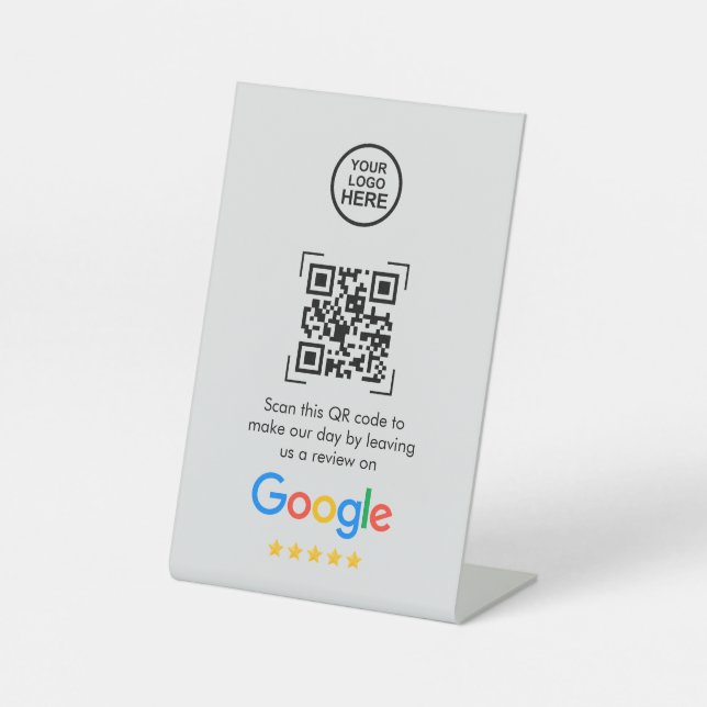 Google-Bewertungen | Business Review Link QR Code Sockelschild (Vorderseite)
