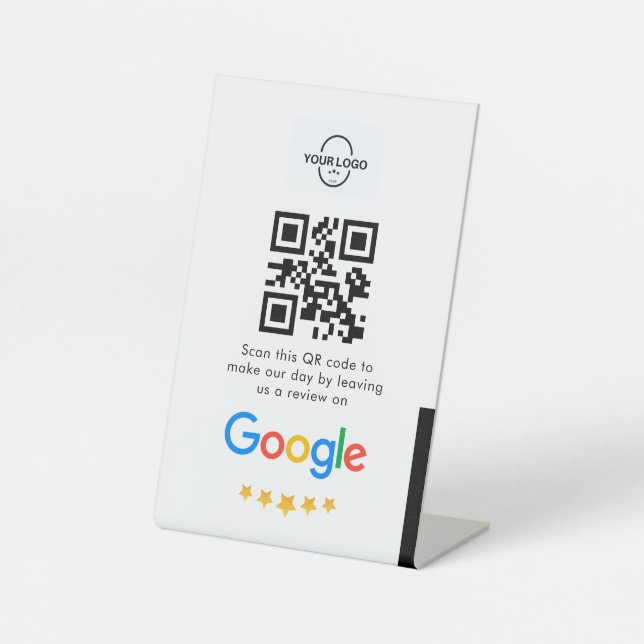 Google-Bewertungen | Business Review Link QR Code Sockelschild (Vorderseite)