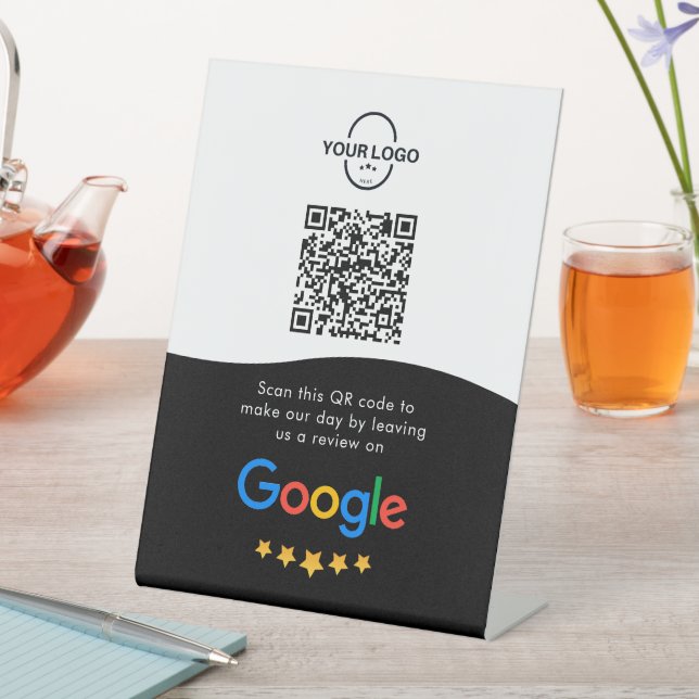 Google-Bewertungen | Business Review Link QR Code Sockelschild (In Situ)