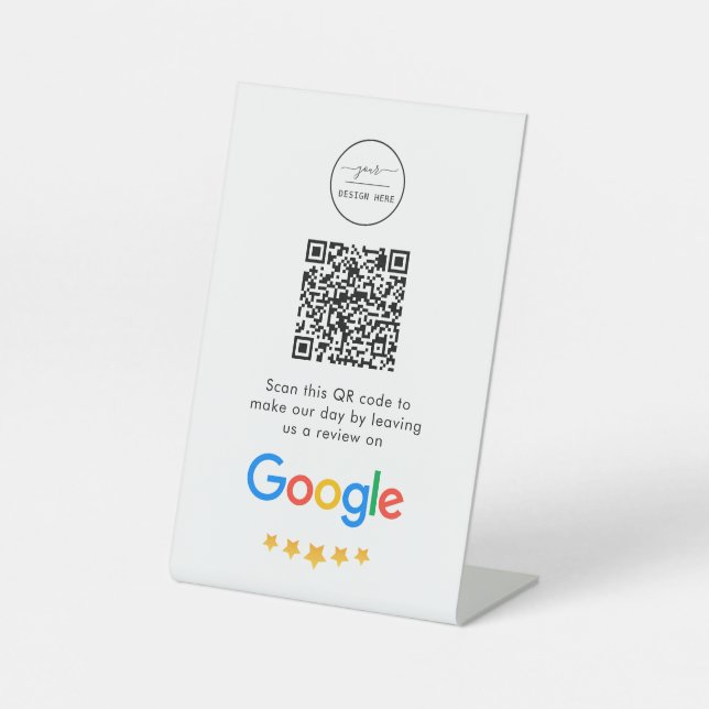 Google-Bewertungen | Business Review Link QR Code Sockelschild (Vorderseite)