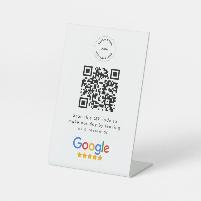 Google-Bewertungen | Business Review Link QR Code Sockelschild (Vorderseite)