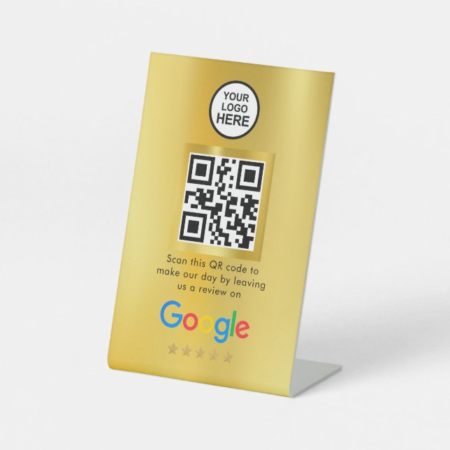 Google-Bewertungen | Business Review Link QR Code  Sockelschild (Vorderseite)