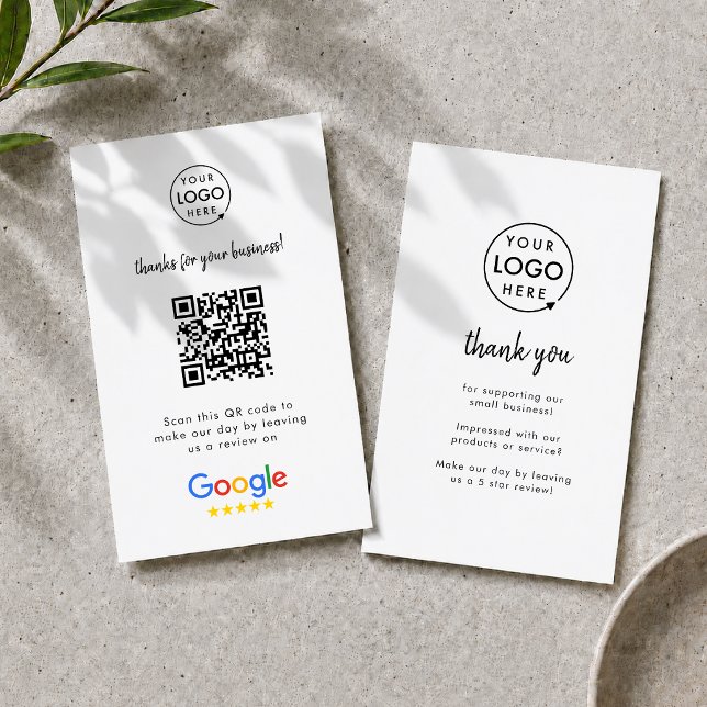 Google-Bewertungen | Business Review Link QR Code Visitenkarte (Google Review interactive QR code business cards branded with your company logo.)